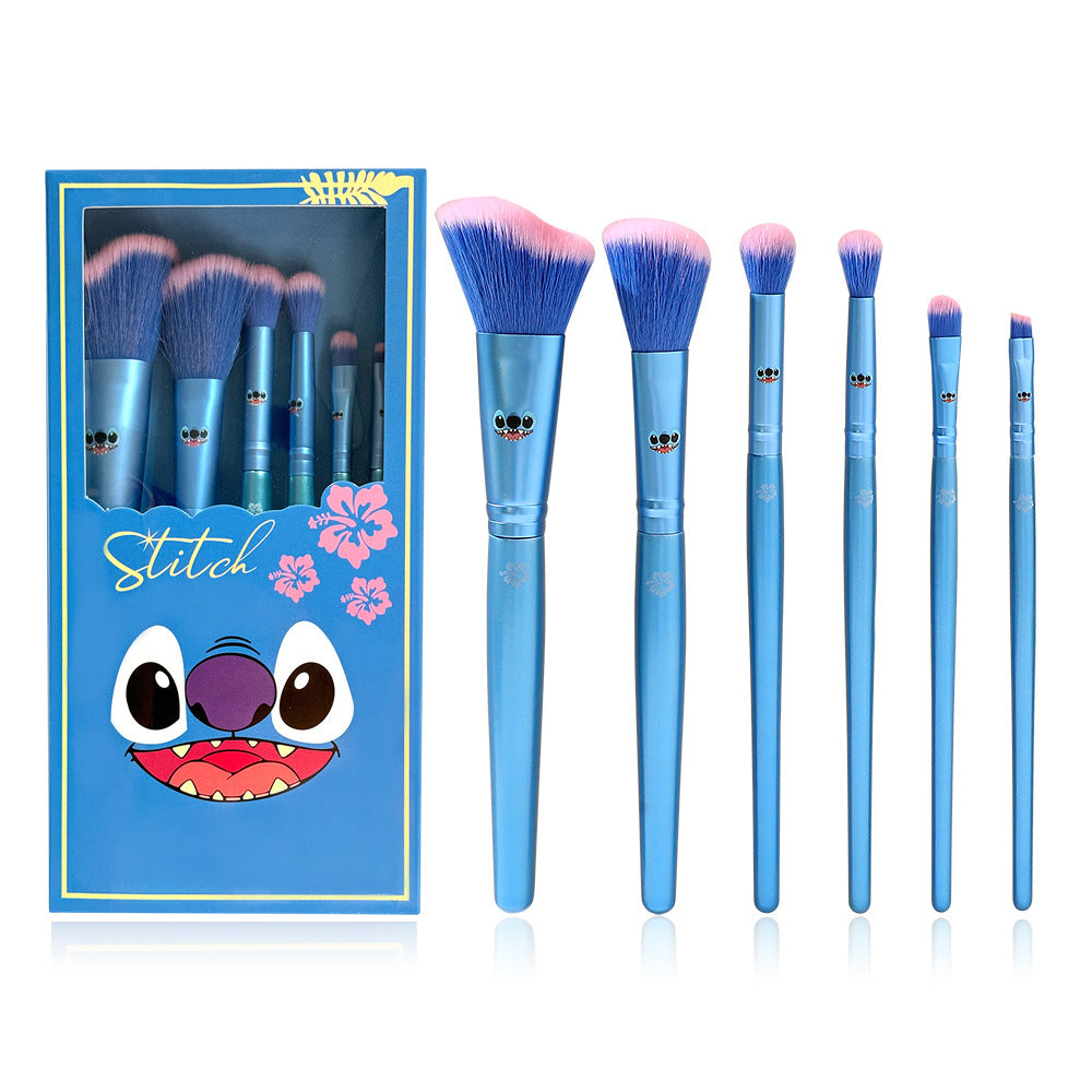 6Pcs Stitch Inspired Spectrum Makeup Brushes Set