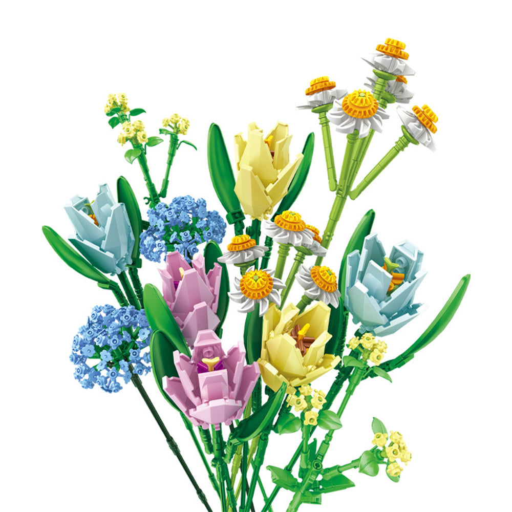 Artificial Flower Blocks Kids Building Toys DIY Bouquet Block Toys