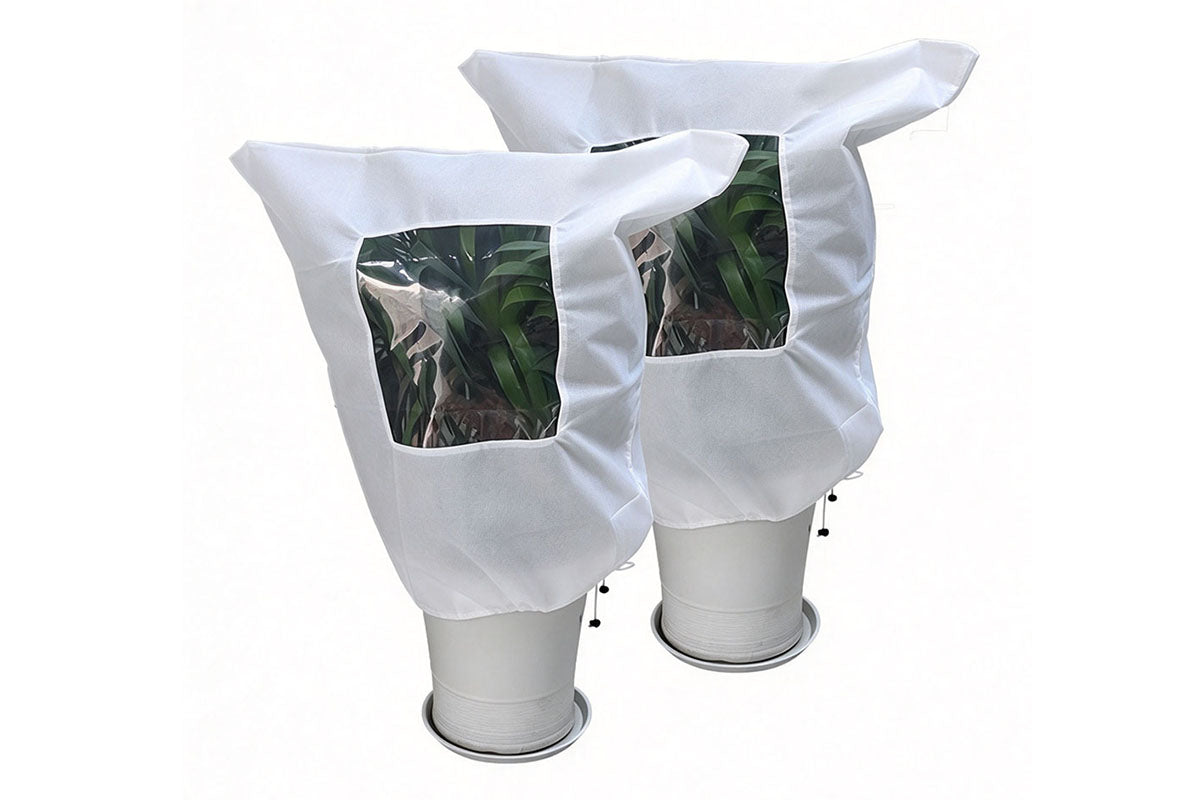 2Pcs Plant Frost Protection Cover with Zip Viewing Window Drawstring Winter Jacket