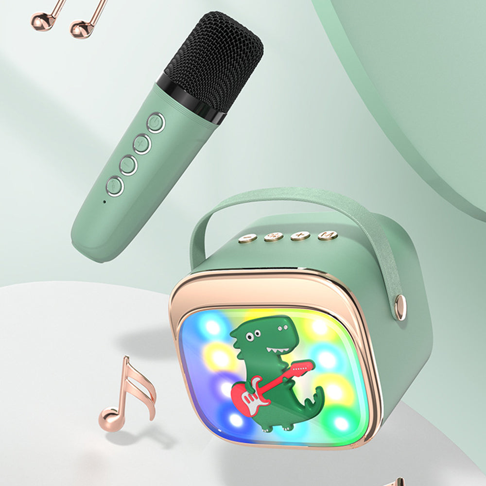 Wireless Bluetooth Karaoke Speaker with Dual Microphones Portable LED Light Music Player