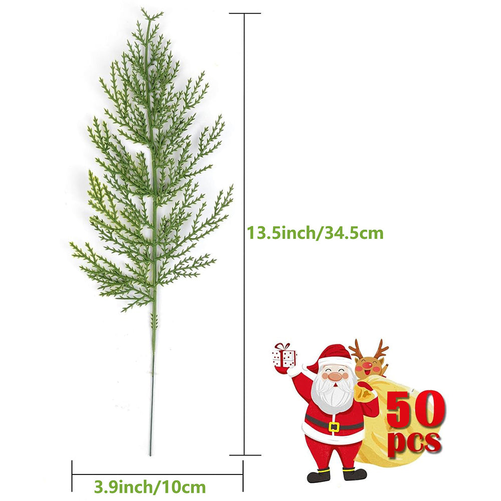 50Pcs Artificial Green Pine Needles Branches Plastic Pine Twigs Stems Picks
