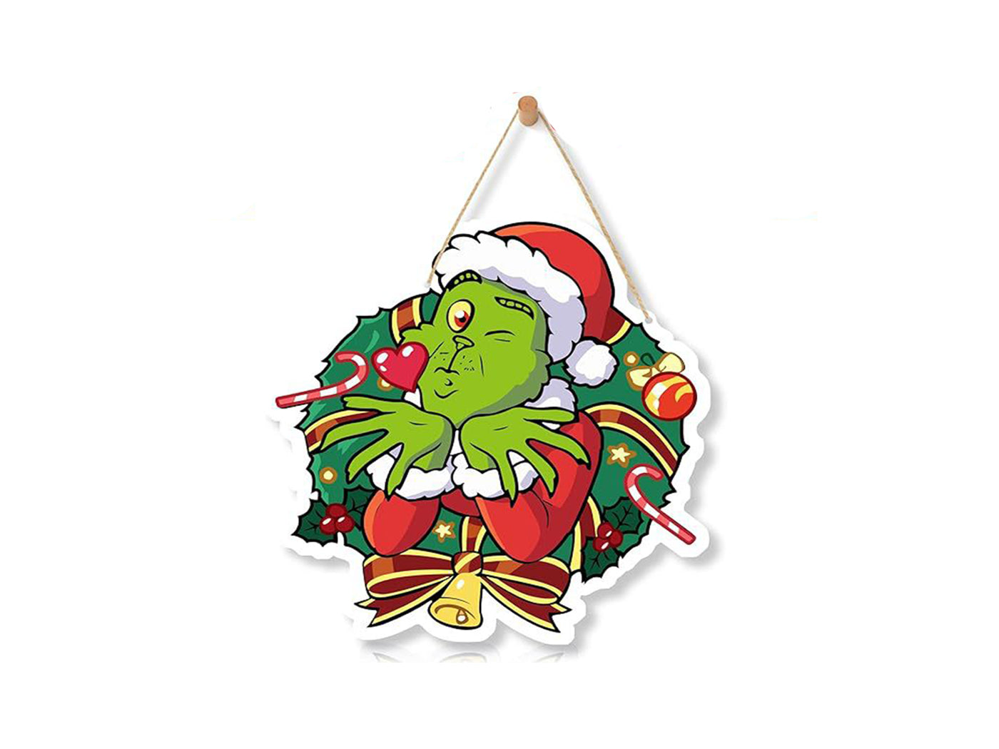Grinch Inspired Xmas Wooden Door Sign Hanging Decoration