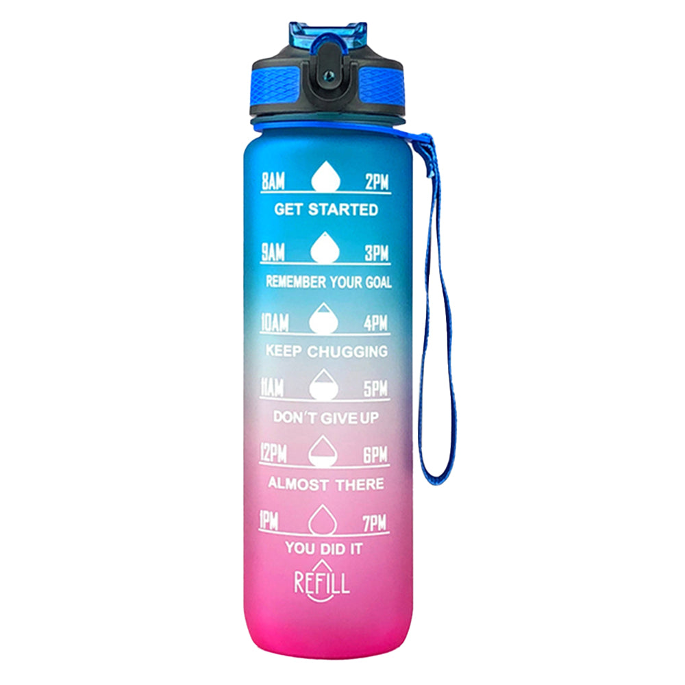 1L Water Bottle Motivational Drink Flask with Time Markings Sport Gym