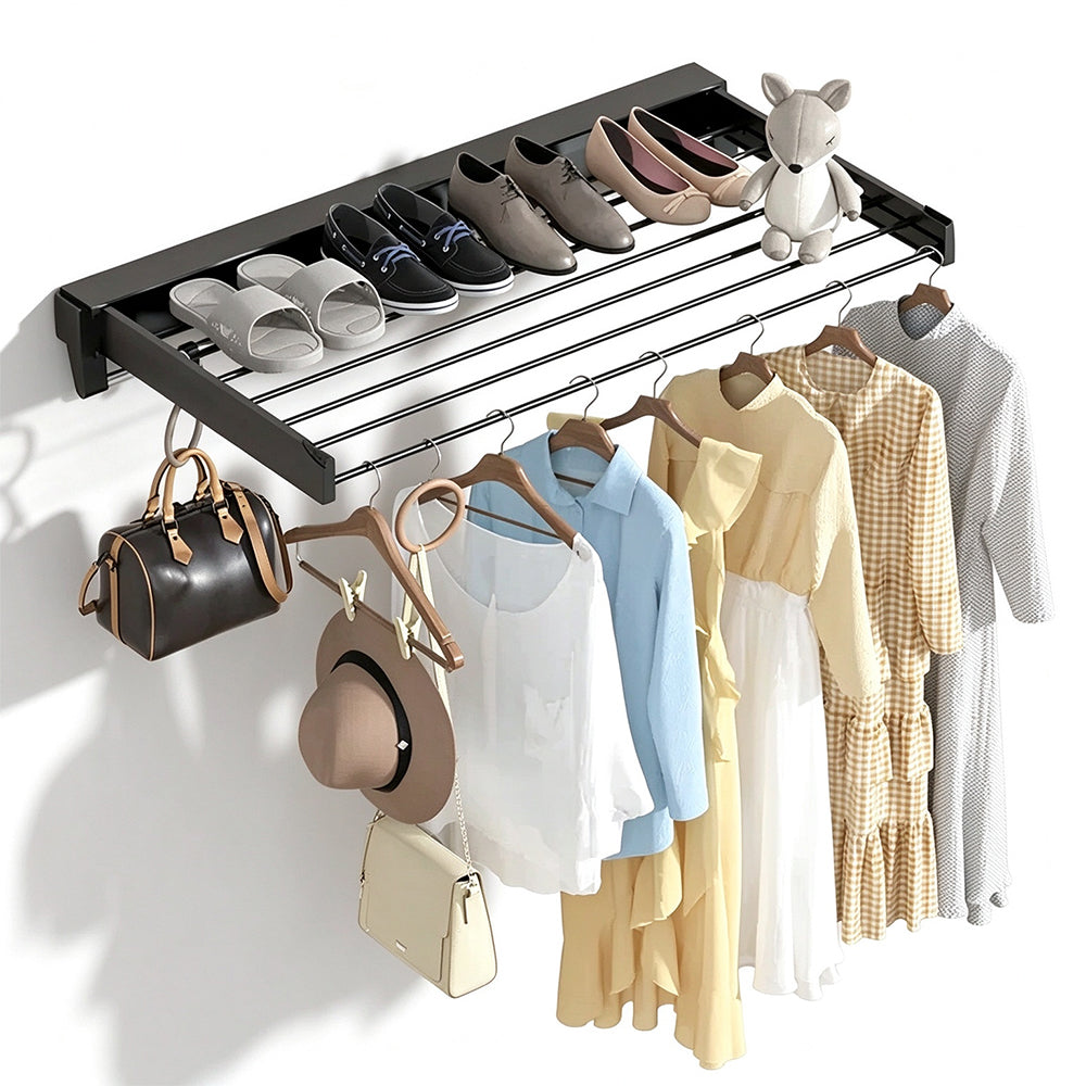 Foldable Wall Mounted Aluminum Clothes Drying Rack with Seven Rods