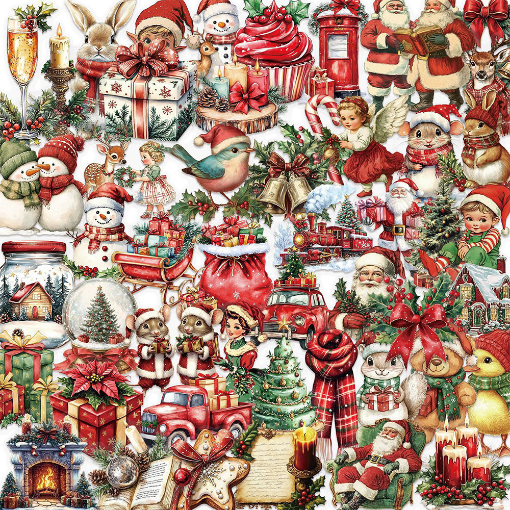 50 Pack Vintage Waterproof Christmas Stickers for DIY Crafts