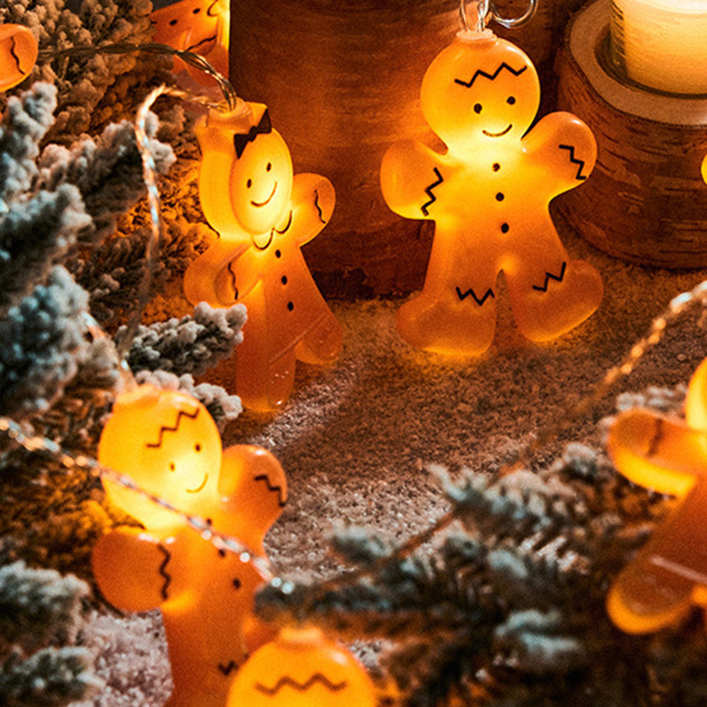 Christmas Decoration Gingerbread Men Cookies String Lights Battery Operated