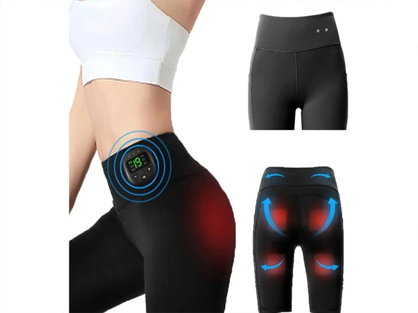 Electric Muscle Stimulator Yoga Shorts with 6 Workout Modes Yoga Pants for Women