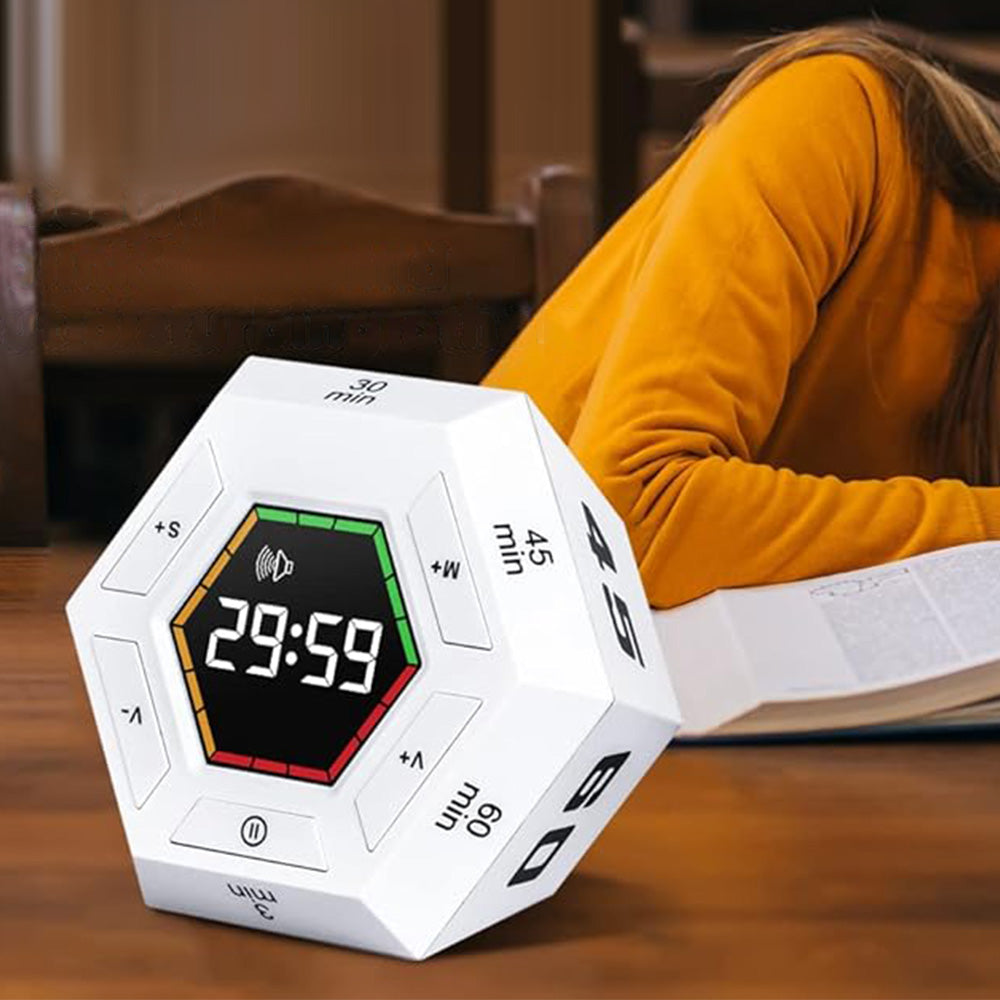 Pomodoro Timer Hexagon Visual Flip Electronic Timer with LED Digital Display
