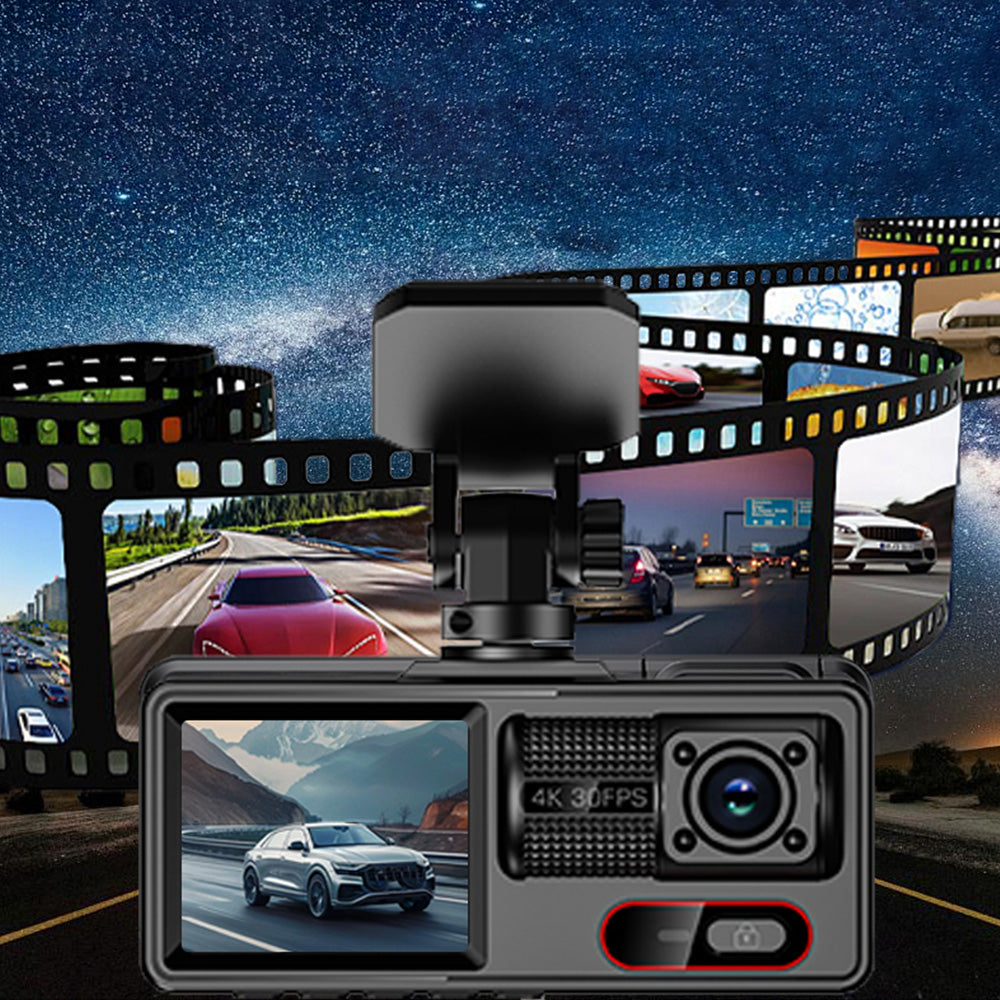 3 Channel Dash Cam Front And Rear With 32GB Card Built In WiFi Reversing Camera