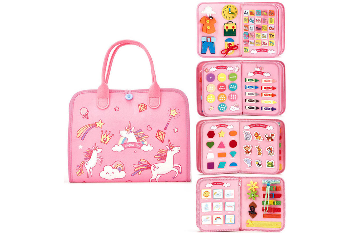 Montessori Busy Board Backpack Sensory Learning Portable Educational Activity Toy for Kids