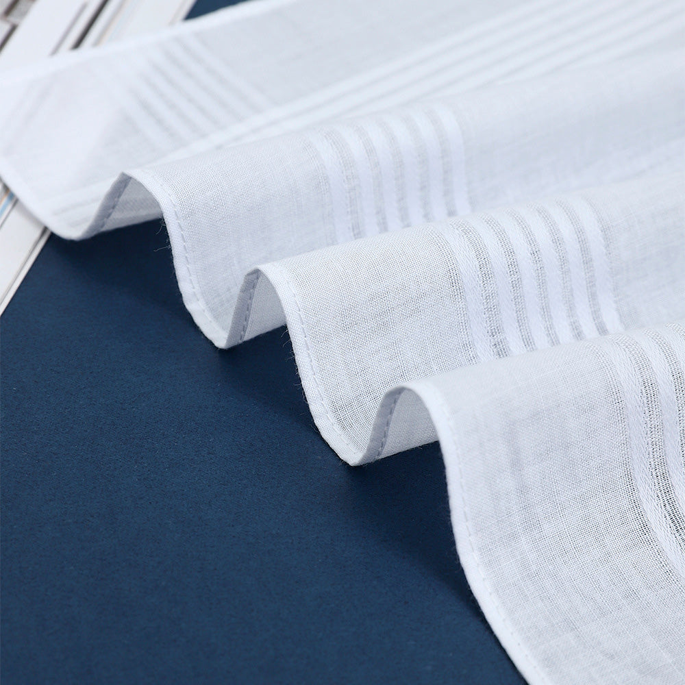 12 Piece Soft Cotton Handkerchiefs with Satin Border for Pocket and Travel