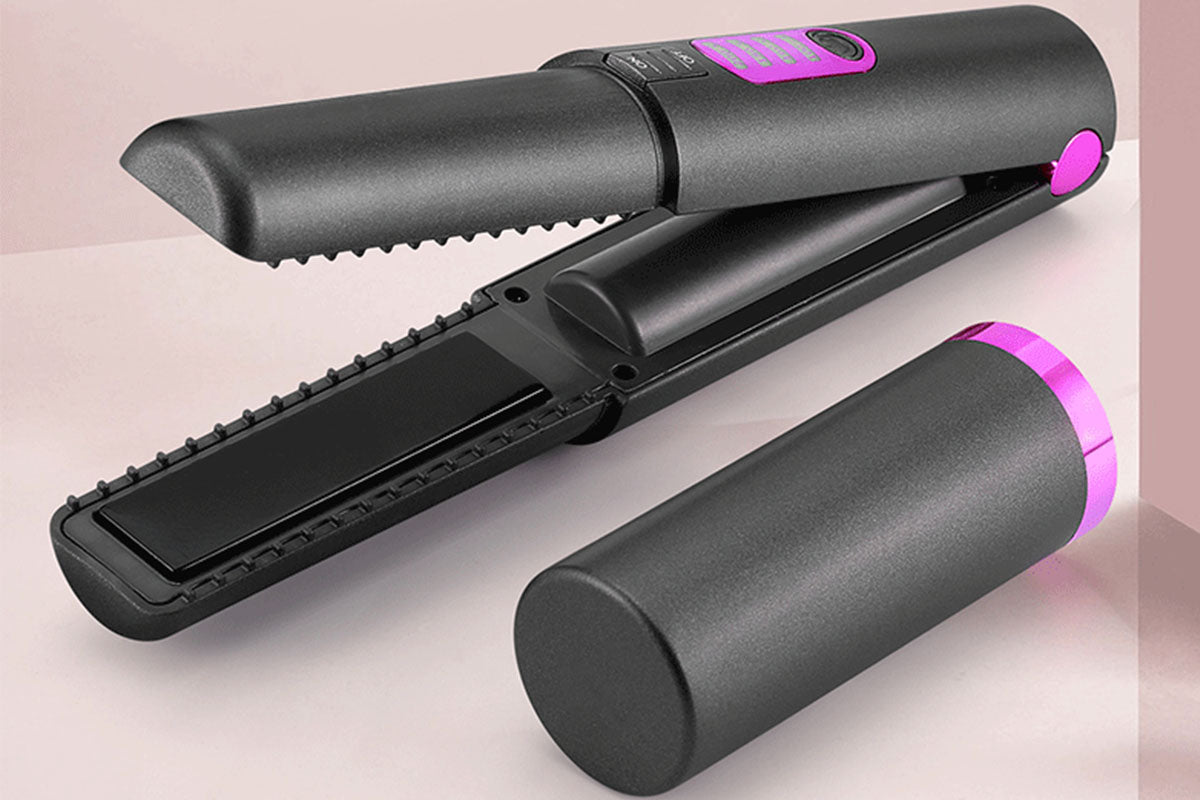 Cordless Hair Straightener and Curler 2 in 1 Mini Ceramic Flat Iron for Travel