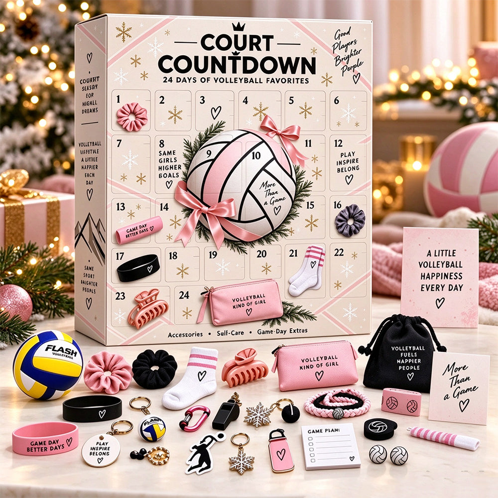 24 Day Christmas Advent Calendar with 2D Acrylic Volleyball Ornaments