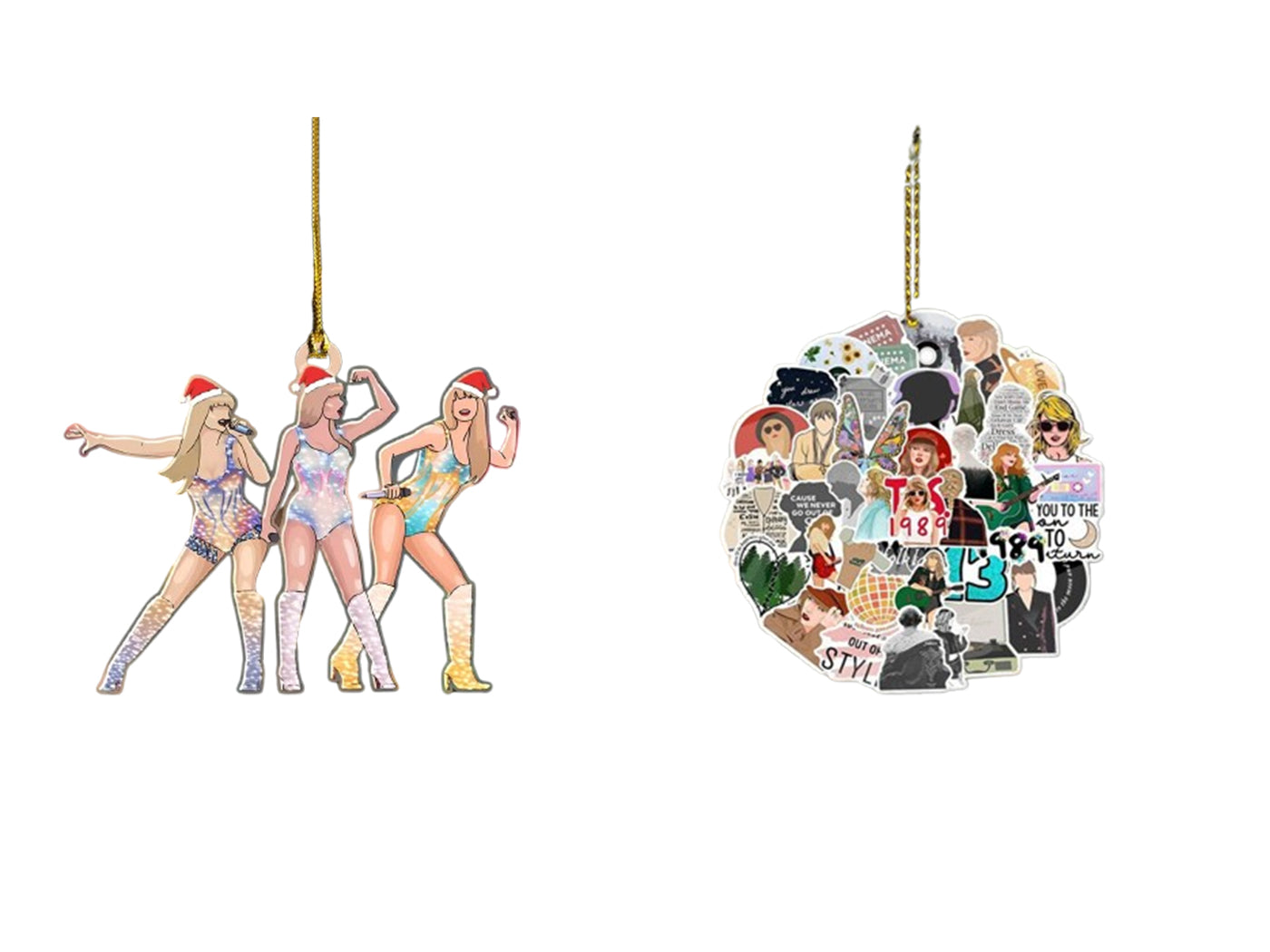 2Pcs Taylor Swift Inspired Pendant Christmas Tree Decorations