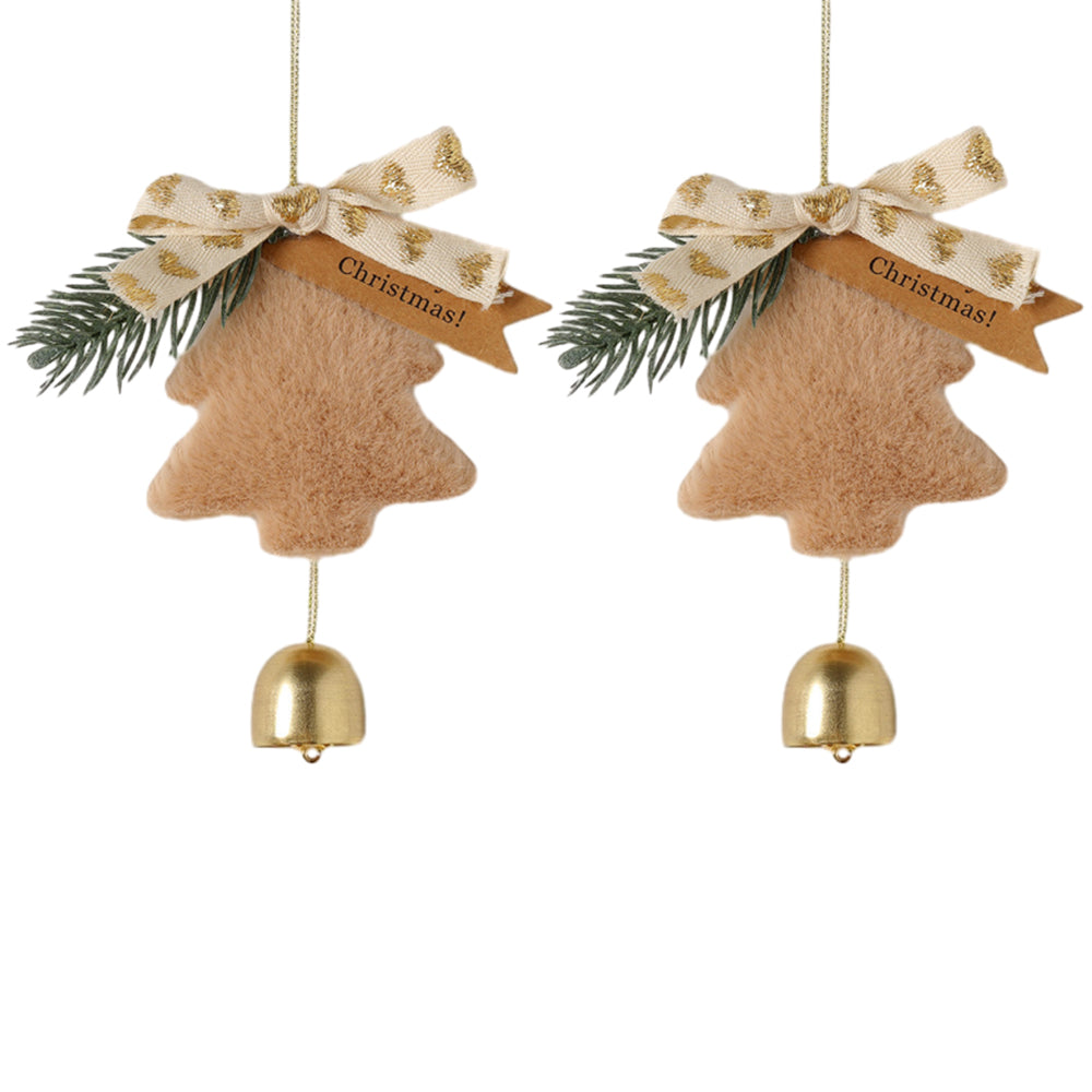 2Pcs 14x23CM Polyester Christmas Tree Toy With A Bell Christmas Bell Ornaments for Christmas Tree