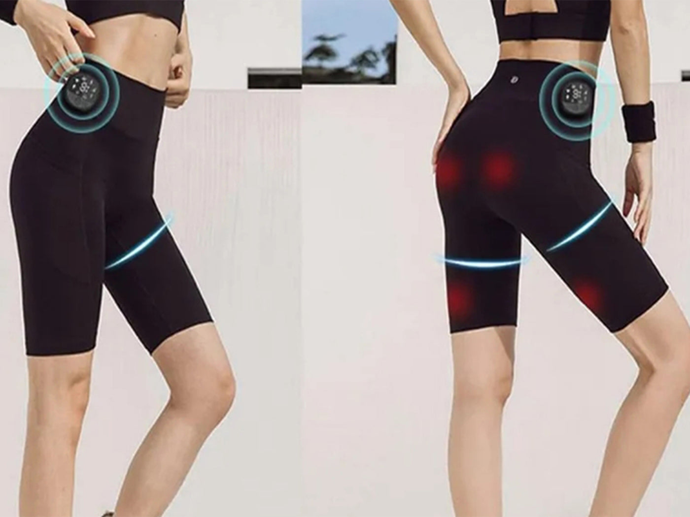 Electric Muscle Stimulator Yoga Shorts with 6 Workout Modes Yoga Pants for Women