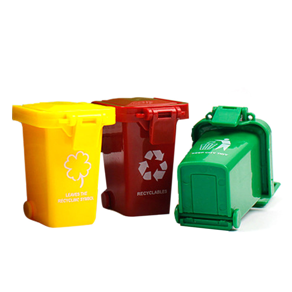 Side Loading Garbage Truck Toy with 3Pcs Trashes Inertia Automatic Lifting Truck
