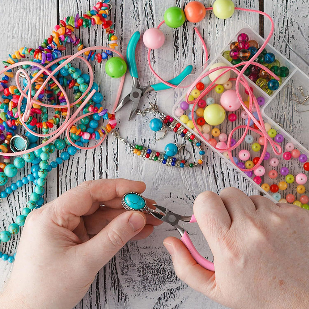 Jewelry Making Pliers Kit with Tweezers and Ring for DIY Beading