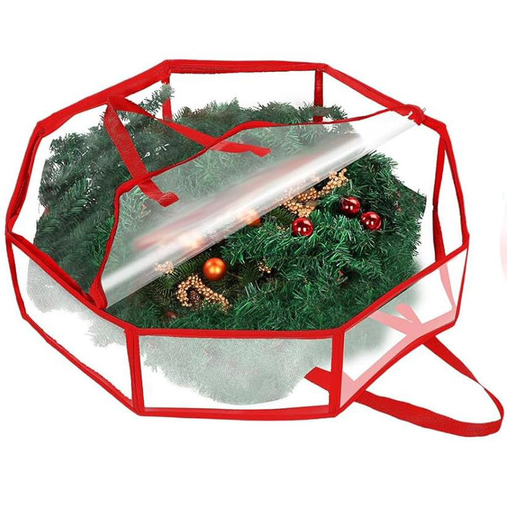76CM Christmas Door Wreath Decoration Storage Bag Clear Xmas Bag For Garland