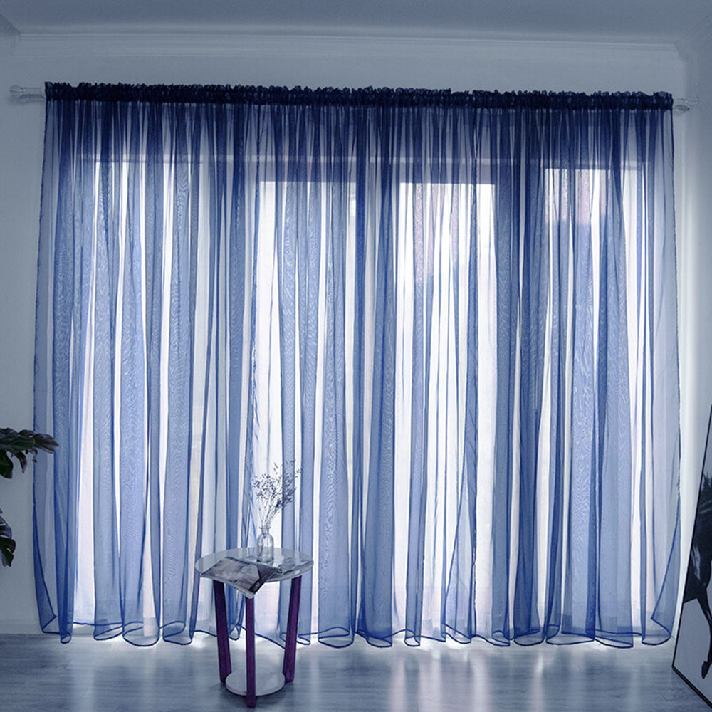 3 Piece Polyester Sheer Rod Pocket Curtains for Window Door Room Divider