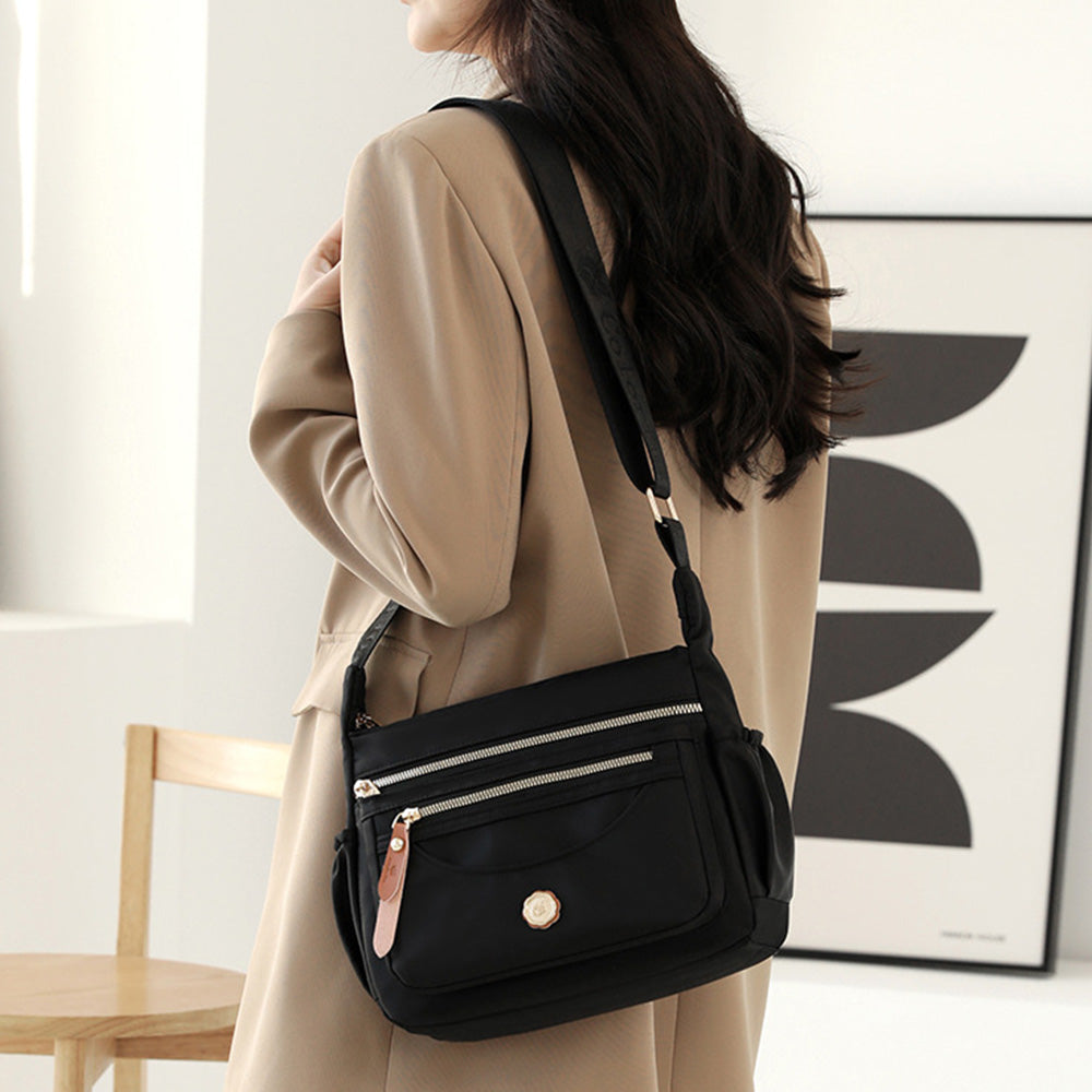 Multi-Pocket Splash-Proof Nylon Crossbody Shoulder Bag