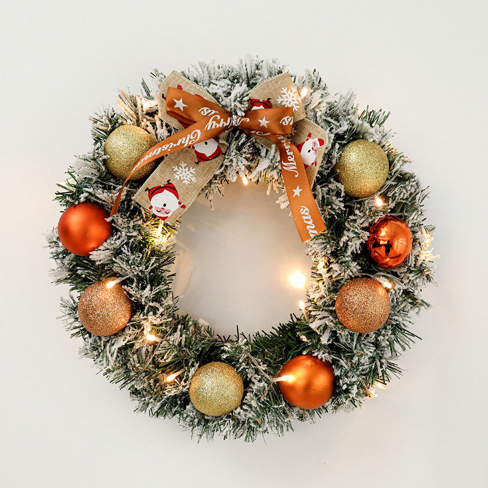 Christmas Wreath Decor Home Party Door Garland Hanging Ornament Garland with Light String