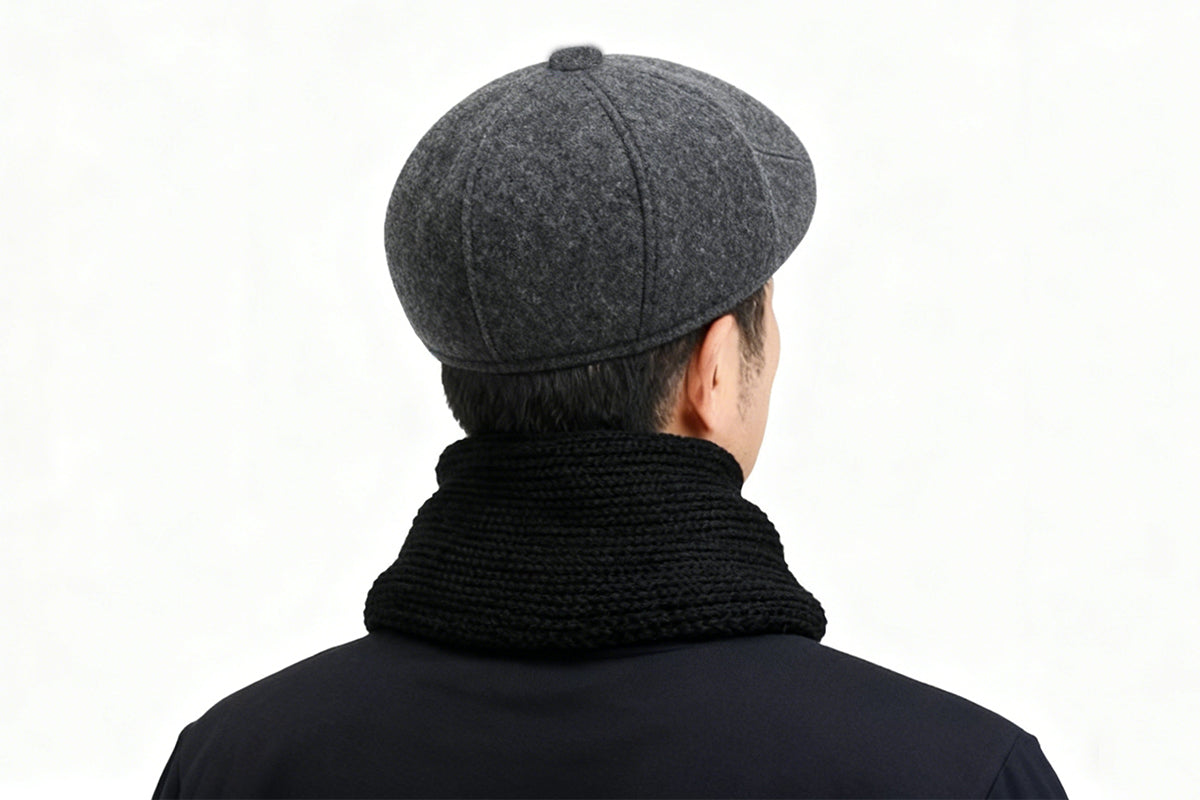 Men's Newsboy Cap with Ear Flaps Winter Warm Octagonal Hat Vintage Style Cap