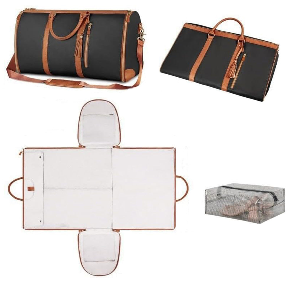 Water-Resistant Garment Duffle Bag Duffle Bag PU Leather Travel Bag