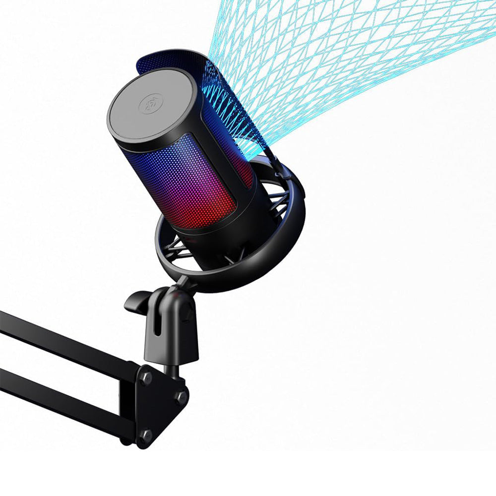 USB Gaming Microphone Kit for PC Gain Control with Pop Filter Boom Stand