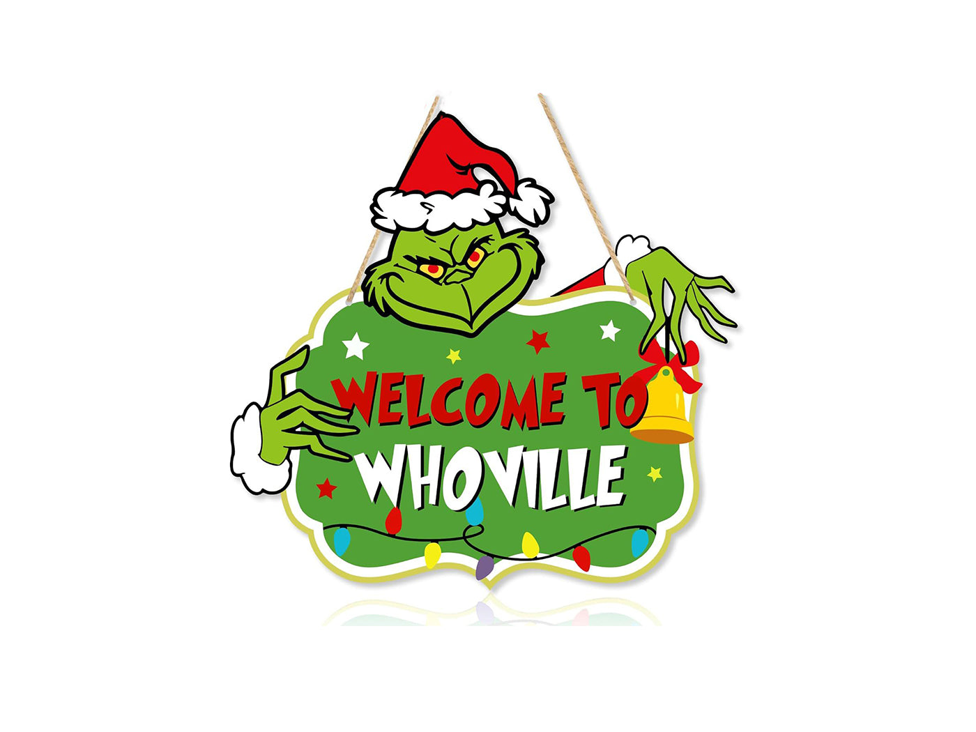 Grinch Inspired Xmas Wooden Door Sign Hanging Decoration