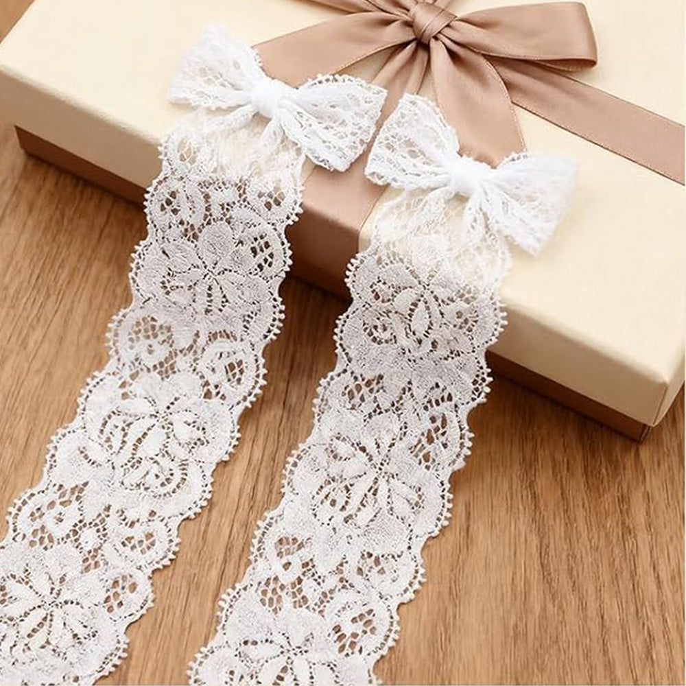 Elastic Floral Lace Trim Stretch Ribbon for Sewing and DIY Crafts