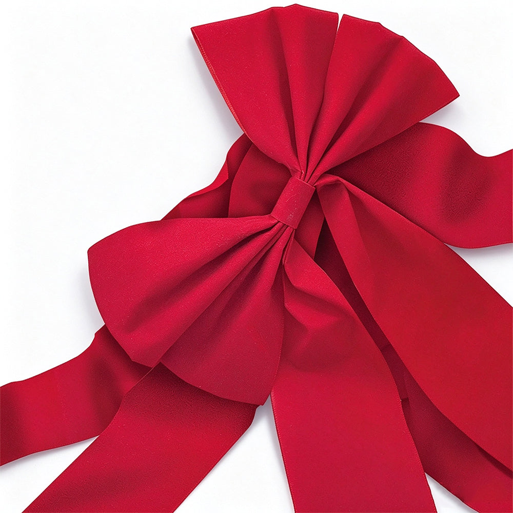 2X 4 Flocked Christmas Bow Cabinet Door Decorations with Hook and Loop