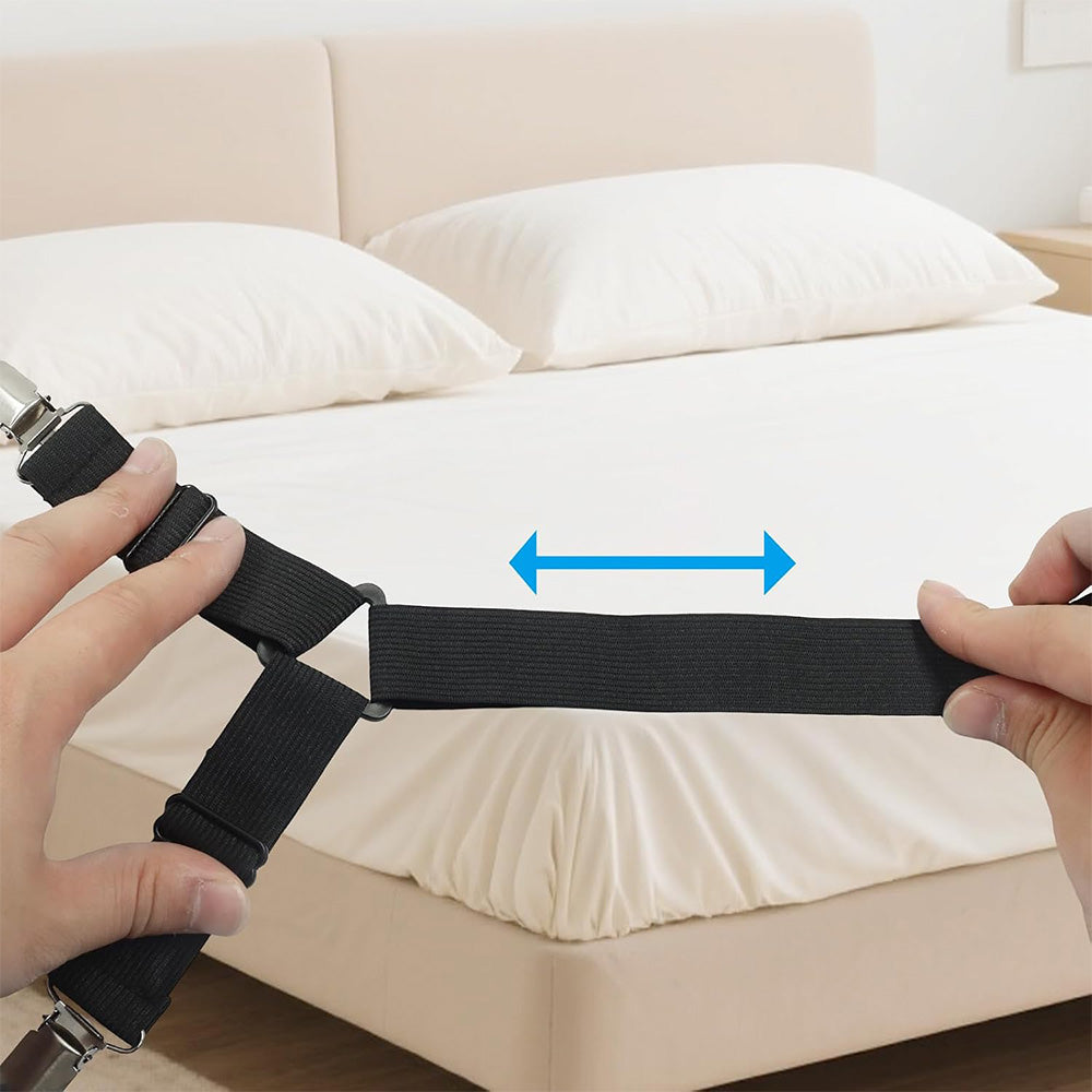 12-Clip Adjustable Elastic Bed Sheet Fastener Straps for Mattress