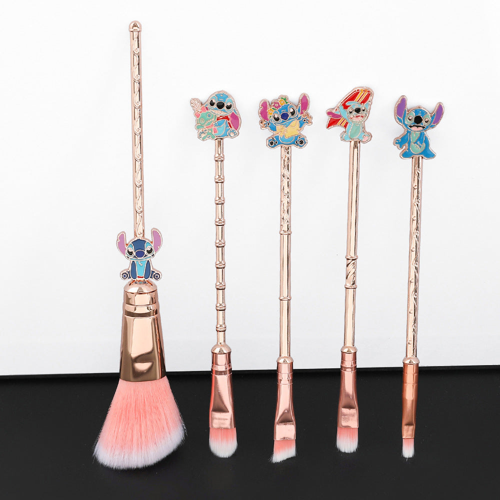 Stitch Inspired 5Pcs Makeup Brushes Set with Drawstring Bag