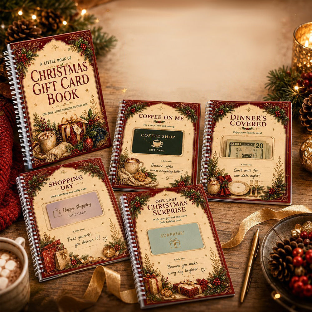 DIY Christmas Gift Card Book with Spiral Binding and Handwritten Notes