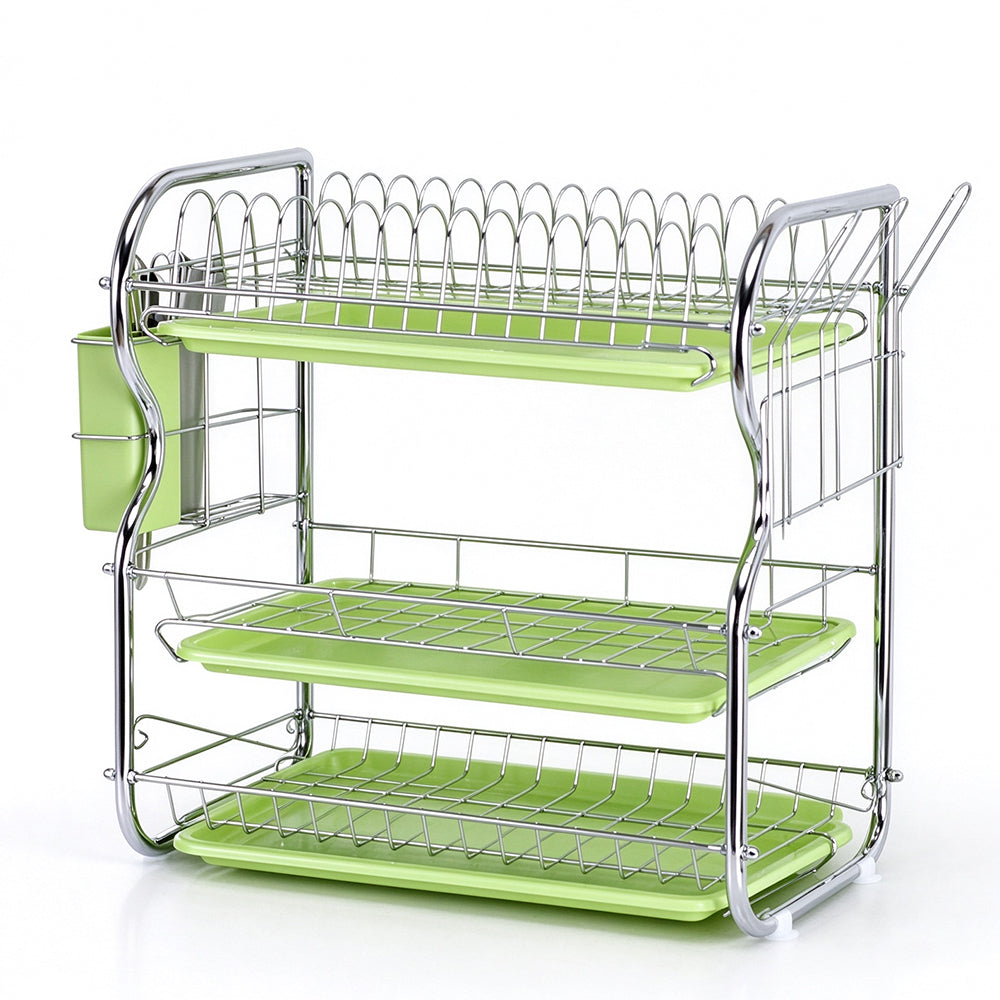 Multifunctional 3 Tier Iron Dish Drying Rack with Drainboard