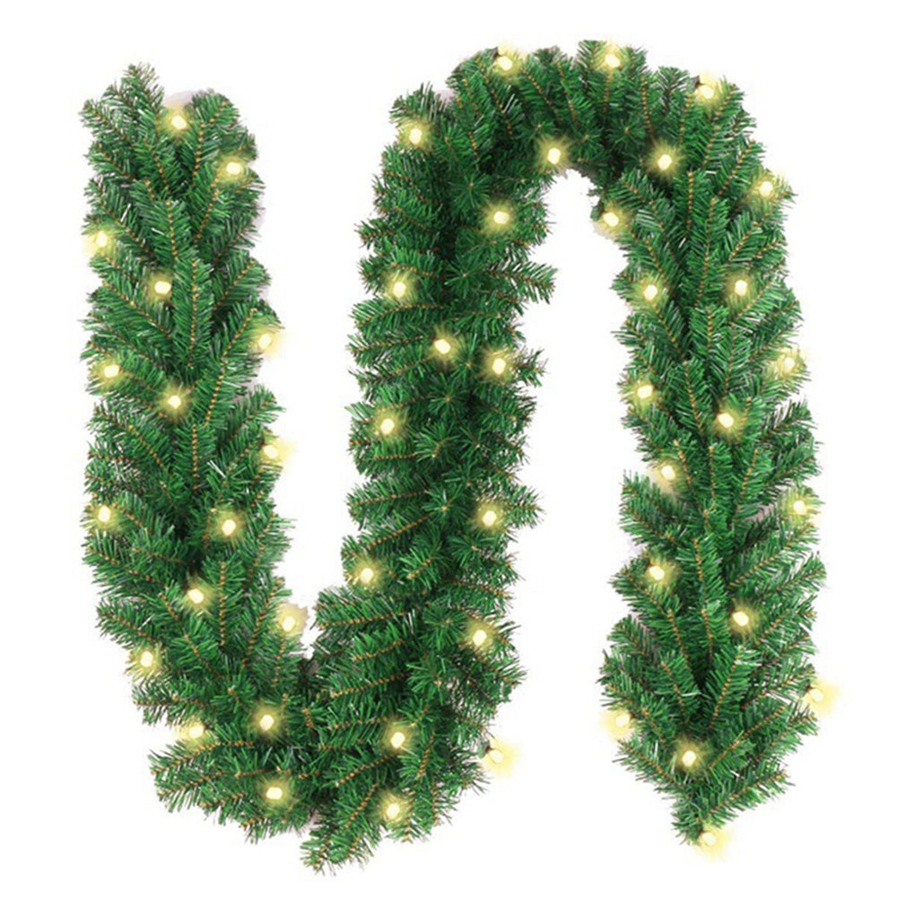 Christmas Pine Garland String Light LED Lighted Garland Artificial Pine Rattan Stairs Fireplace Decor Xmas Decoration