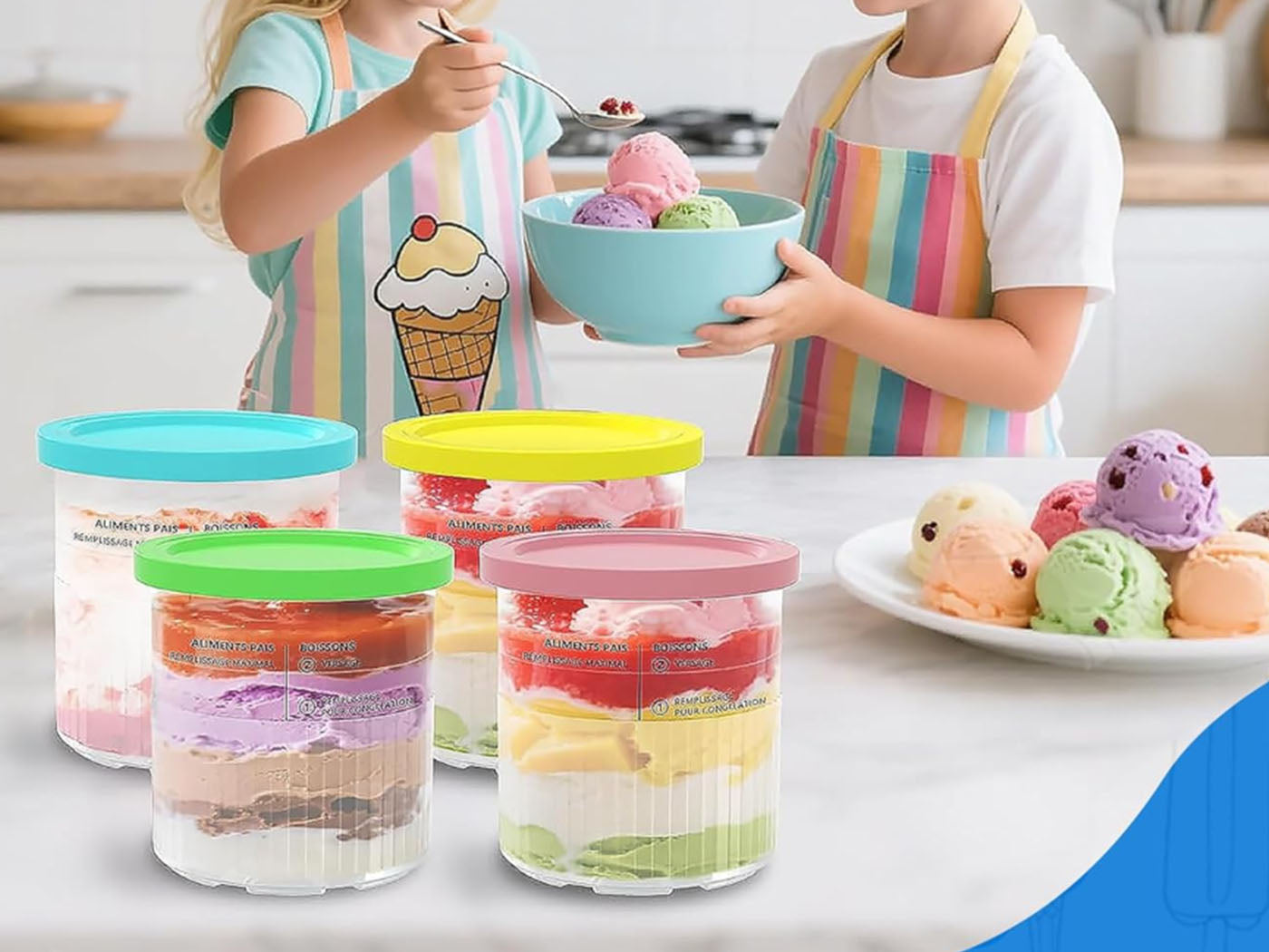 24oz 4 pack Creamy Ice cream Containers Cups and Lids for Ninja