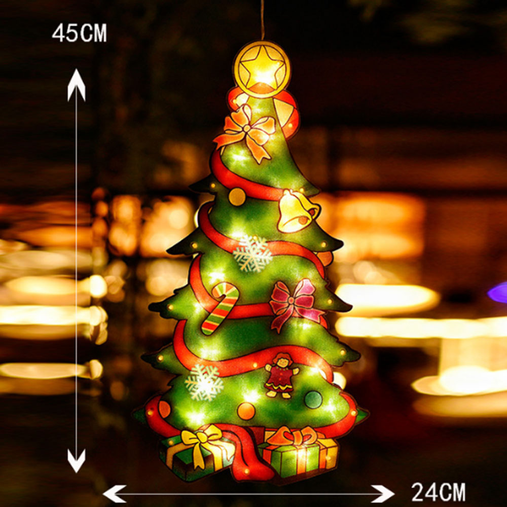 2Pcs Christmas Decor LED Curtain Light Xmas Window Silhouette Light Decoration