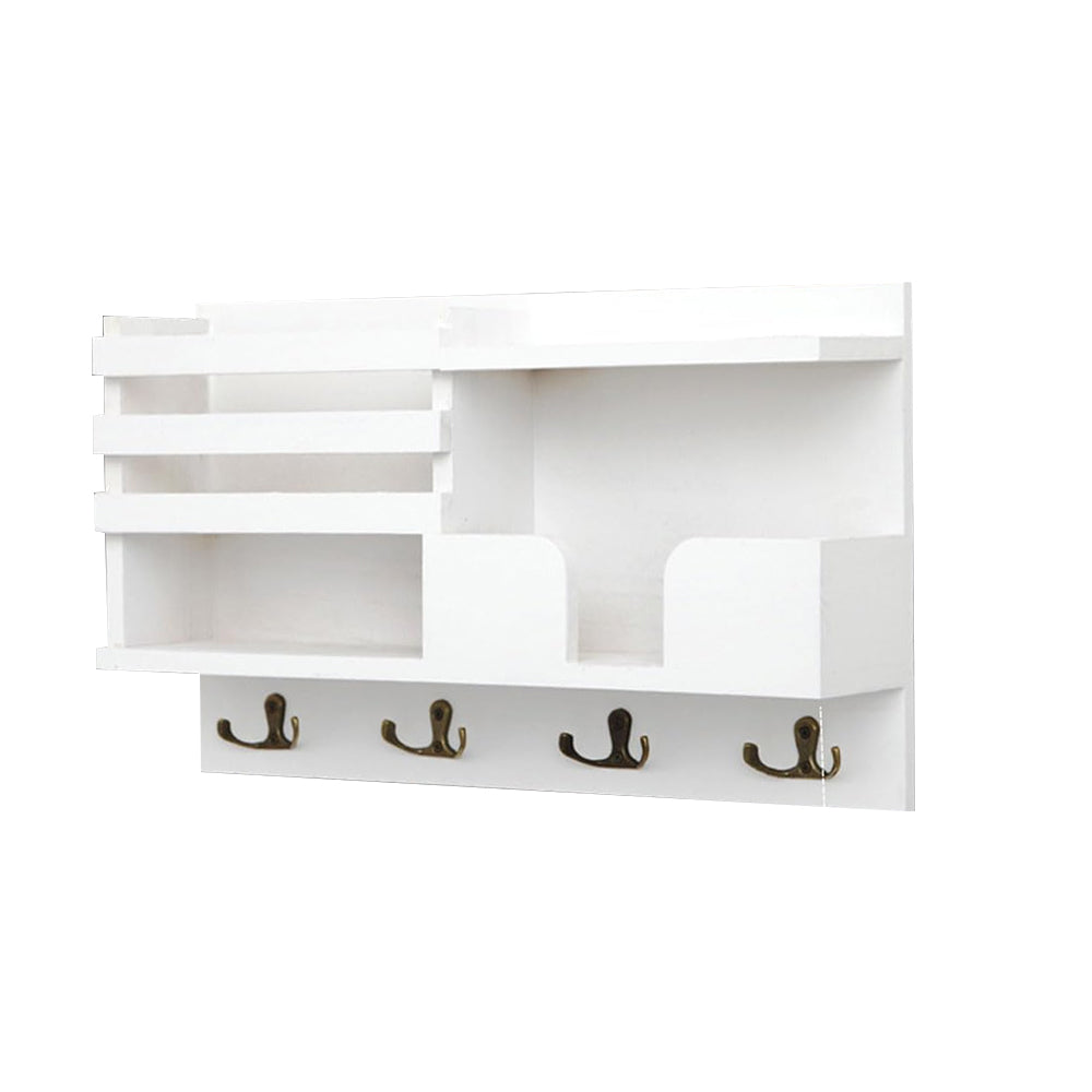 Wooden Key and Mail Holder for Wall Mail Organizer Wall Mount with 4 Hooks