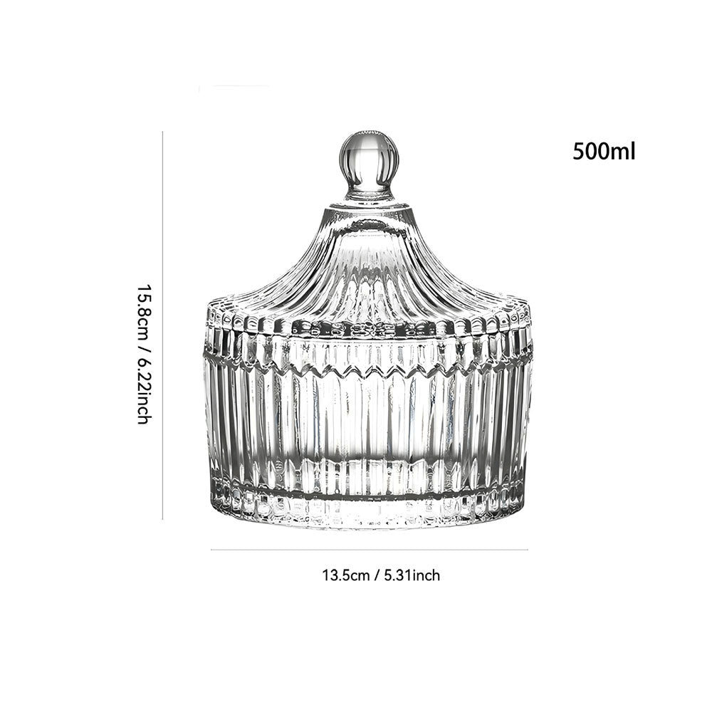 Ribbed Rotating Glass Jar with Clear Lid for Candy Buffet and Candles