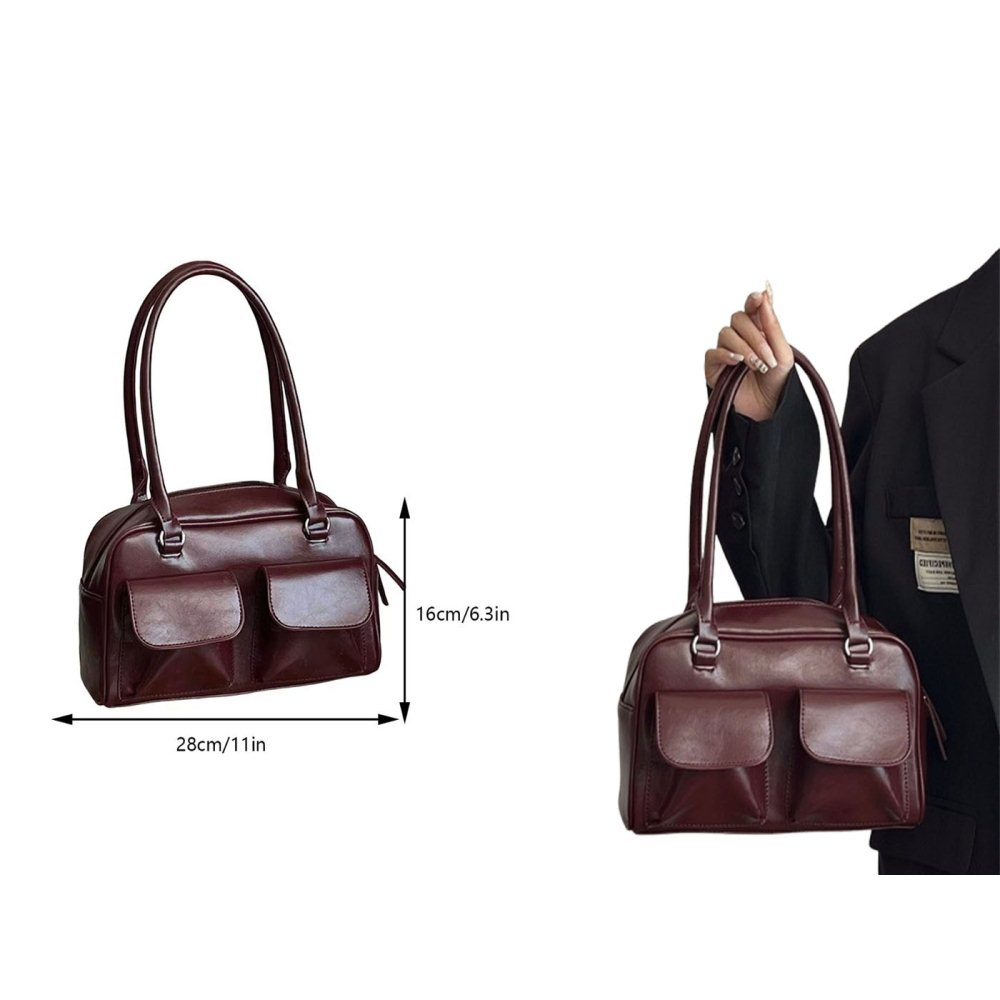 Women Pu Leather Underarm Bag Business Shoulder Bag