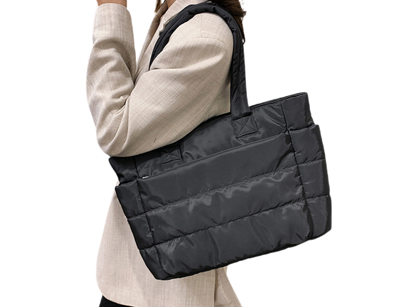 Women Quilted Tote Bag Shoulder Bag Lunch Bag
