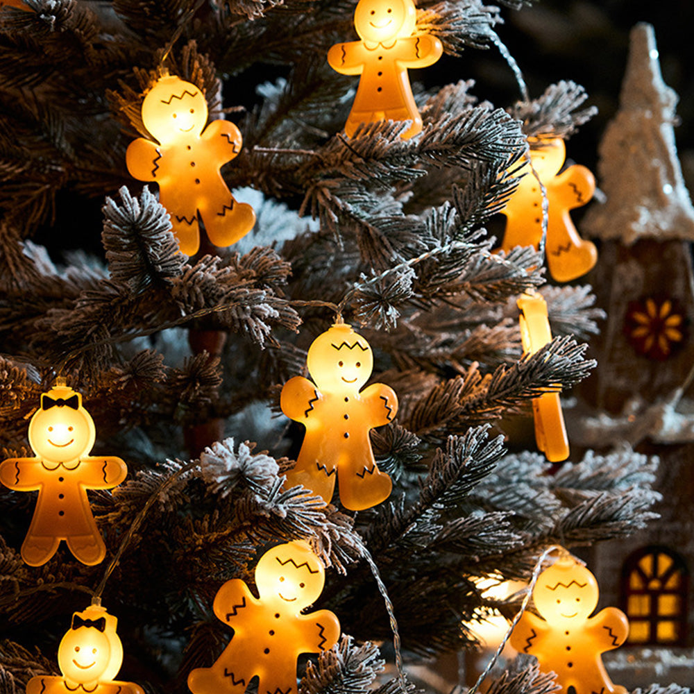 Christmas Decoration Gingerbread Men Cookies String Lights Battery Operated