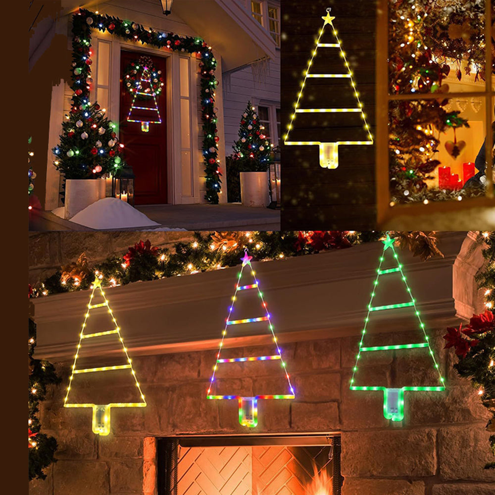 Christmas Tree Lights Decorations Colorful Light String Triangle Ladder