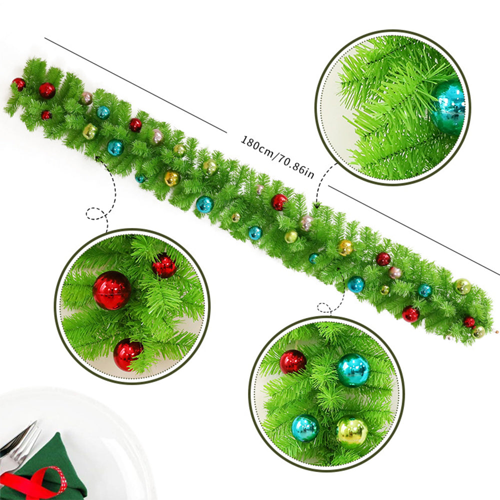 180cm Christmas Garland Lush Green Holiday Garland with Bells