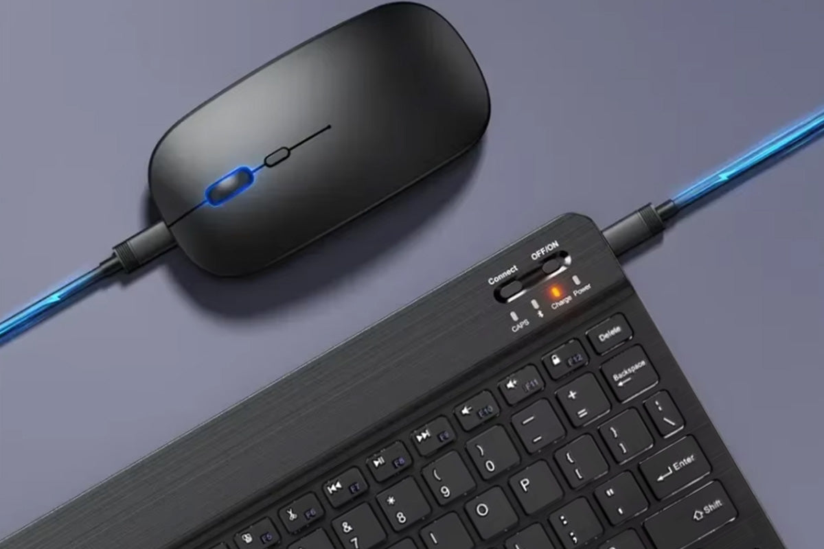 Ultra Slim Portable Wireless Bluetooth Keyboard Mouse Combo for Tablet Laptop