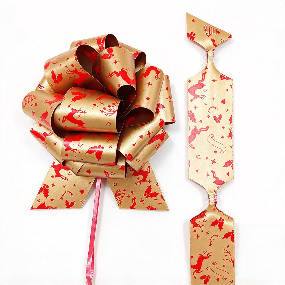 12 Pack Double Sided Printed Christmas Pull Ribbon Bows for Gift Wrapping