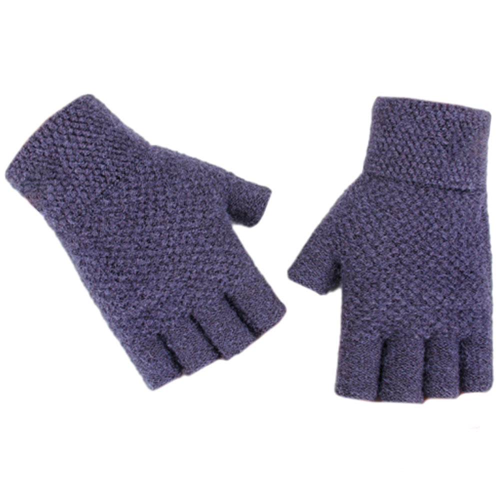 Winter Faux Alpaca Wool Thermal Men Knitted Half-Finger Gloves
