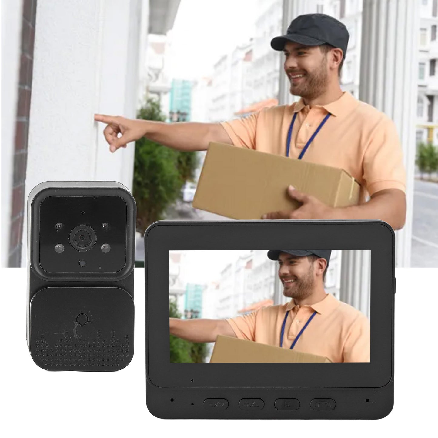 Wireless WiFi 1080P Video Doorbell Camera with Monitor 2 Way Audio Infrared Night Vision 2.4GHz 120 Degree Lens